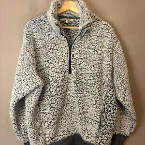 EXPRESS Sherpa fleece quarter zip pullover white oversized Athleisure loungewear
